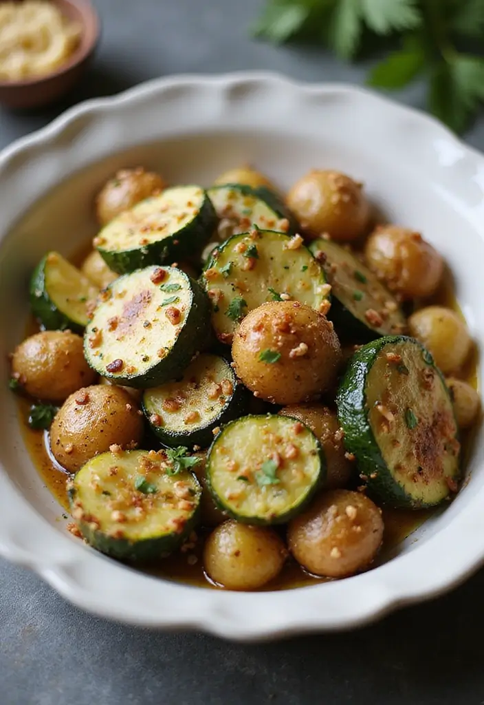20 Comforting Garlic Herb Roasted Potatoes & Zucchini Recipes You Can't Resist! - 20. Garlic Herb Roasted Veggies with Nut Crust