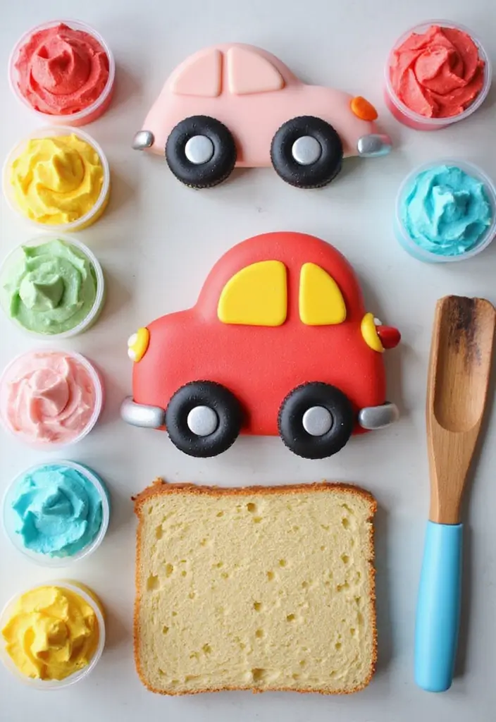 20 Amazing Car Design Birthday Cakes That Will Steal the Show (You Won't Believe #12!) - 19. DIY Car Cake Kit for Creative Kids