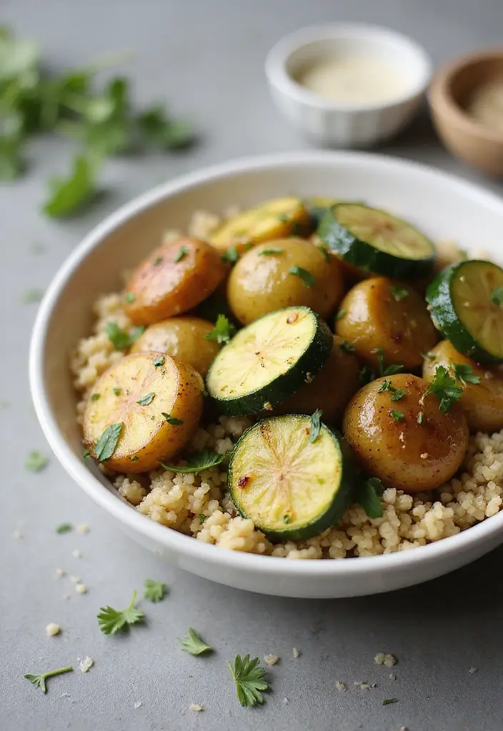 20 Comforting Garlic Herb Roasted Potatoes & Zucchini Recipes You Can't Resist! - 14. Garlic Herb Roasted Veggies with Quinoa