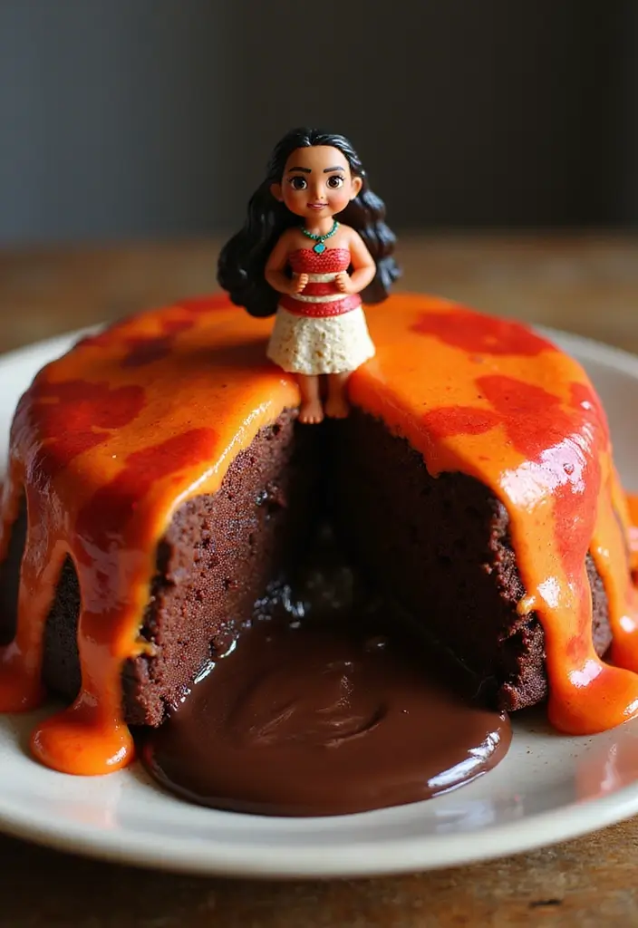 20 Stunning Moana Cake Designs to Make Your Birthday Celebration Unforgettable! - 2. Lava Cake Adventure