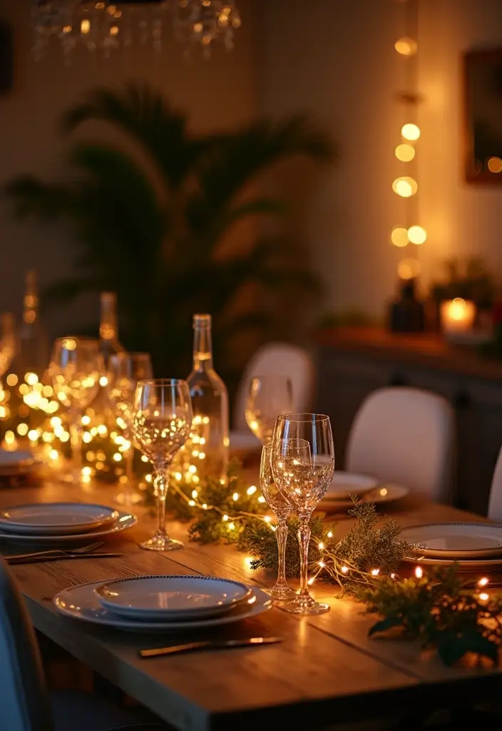 10 Cozy Fall Table Decorations to Transform Your Dining Experience This Season! - 8. Whimsical Touches with Fairy Lights