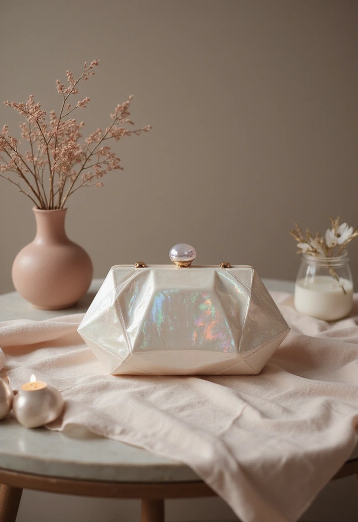 17 Trendy Handmade Pearl Pouches That Will Steal the Show This Wedding Season! - 7. Geometric Pearl Clutch