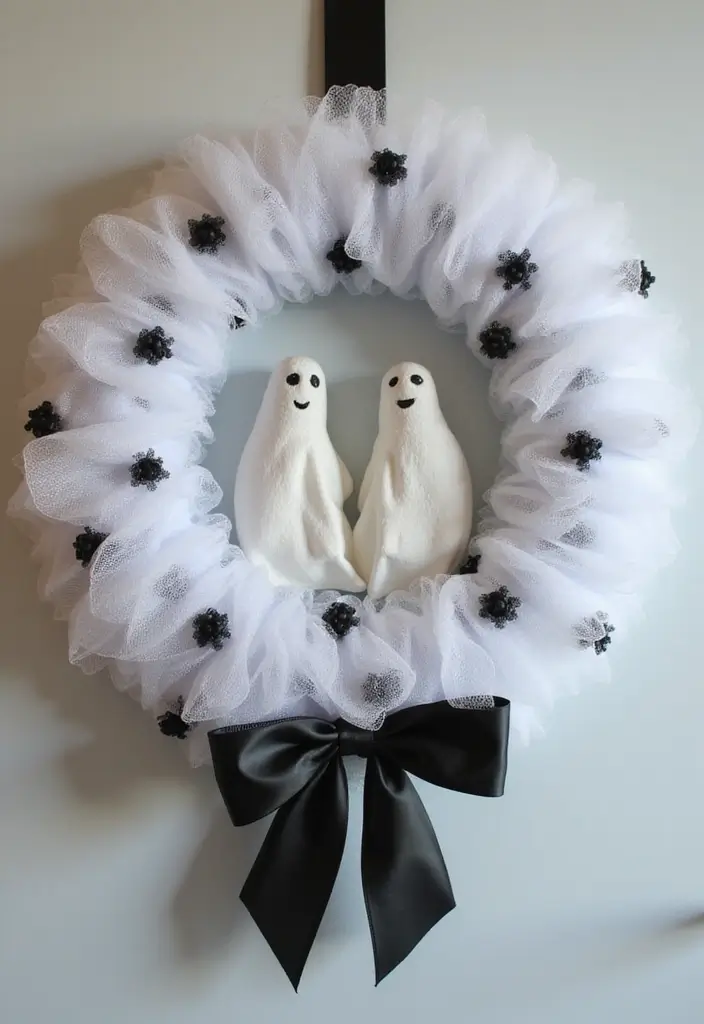 10 Spooktacular Halloween Wreaths You Can Buy or DIY This Season (Don't Miss #5!) - 3. Ghostly Elegance Wreath