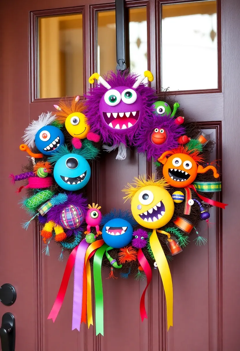 10 Spooktacular Halloween Wreaths You Can Buy or DIY This Season (Don't Miss #5!) - 8. Monstrous Monster Wreath