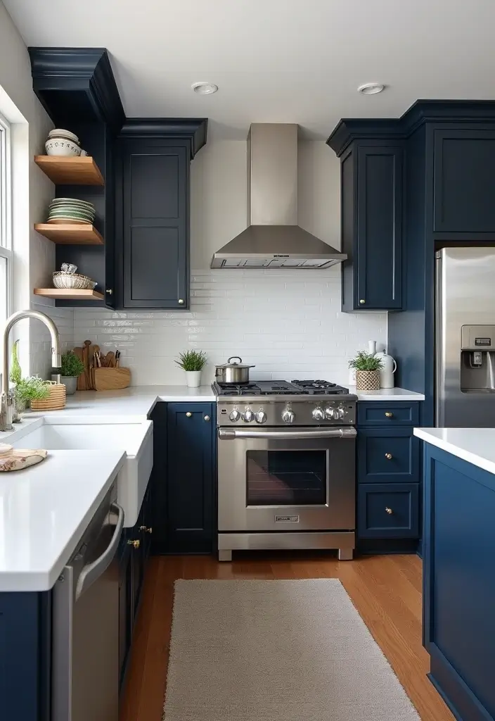 11 Blue Cabinetry Ideas That Will Transform Your Kitchen Into a Coastal Paradise! - 1. Nautical Navy: Bold and Beautiful