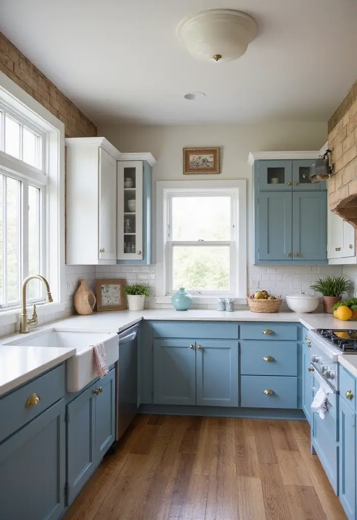 11 Blue Cabinetry Ideas That Will Transform Your Kitchen Into a Coastal Paradise! - 10. Classic Cottage: Farmhouse Blue