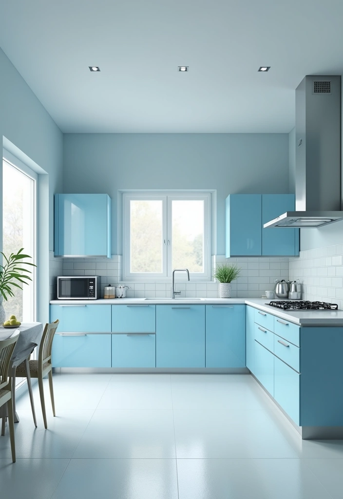 11 Blue Cabinetry Ideas That Will Transform Your Kitchen Into a Coastal Paradise! - 11. Modern Minimalism: Soft Blue Hues