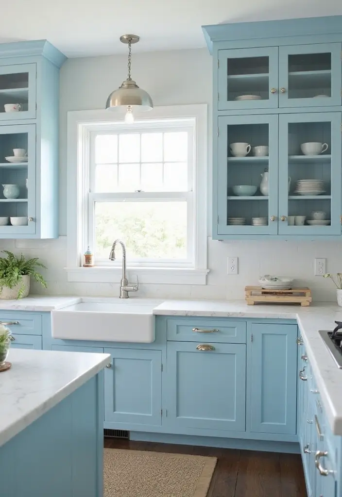 11 Blue Cabinetry Ideas That Will Transform Your Kitchen Into a Coastal Paradise! - 2. Sky Blue Serenity: Light and Airy
