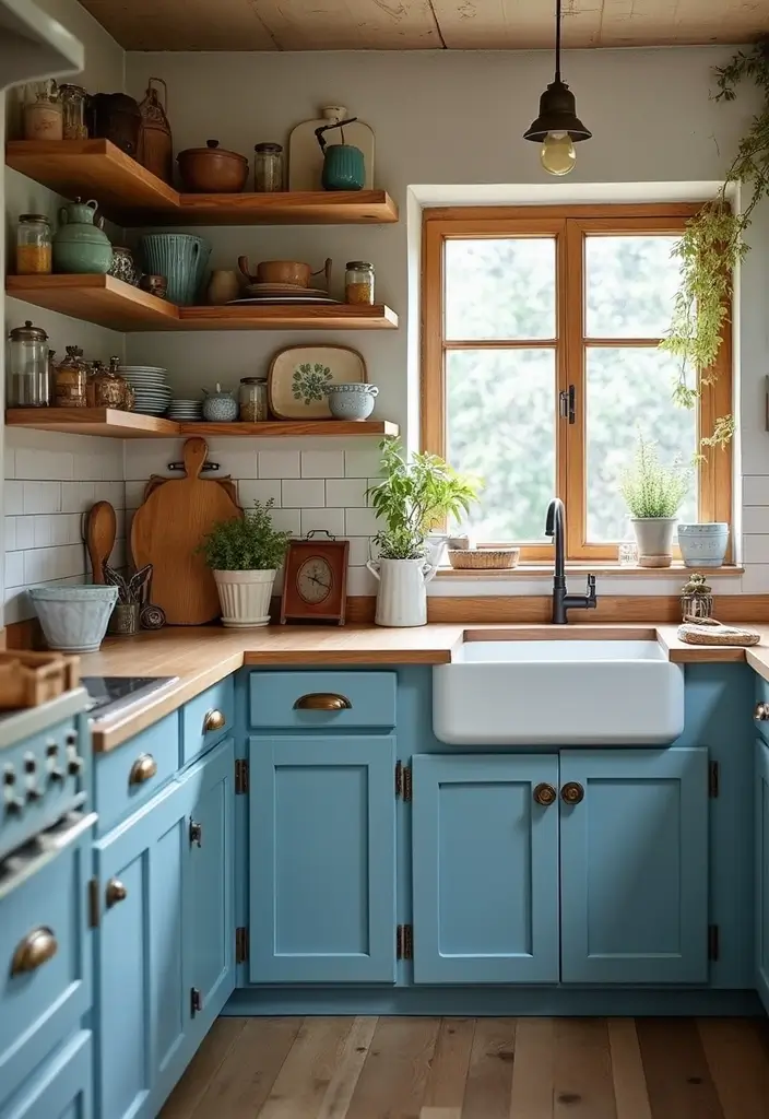 11 Blue Cabinetry Ideas That Will Transform Your Kitchen Into a Coastal Paradise! - 7. Vintage Vibes: Antique Blue Cabinetry