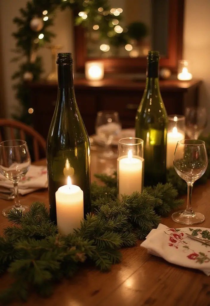 12 Upcycled Seasonal Decor Projects That Will Make Your Home Shine This Holiday (#3 Is Adorable!) - 4. Wine Bottle Candle Holders