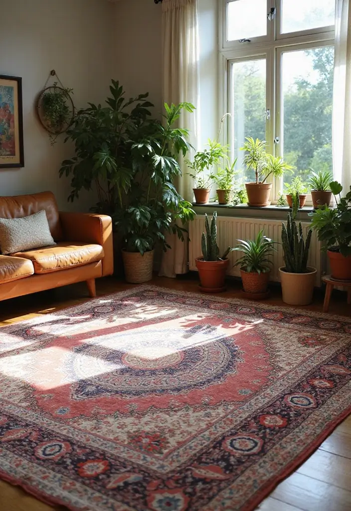 14 Boho Chic Indoor Plant Decor Ideas That’ll Make You Feel Like You’re in Paradise (#3 Is a Must-See!) - 10. Boho-Style Rugs