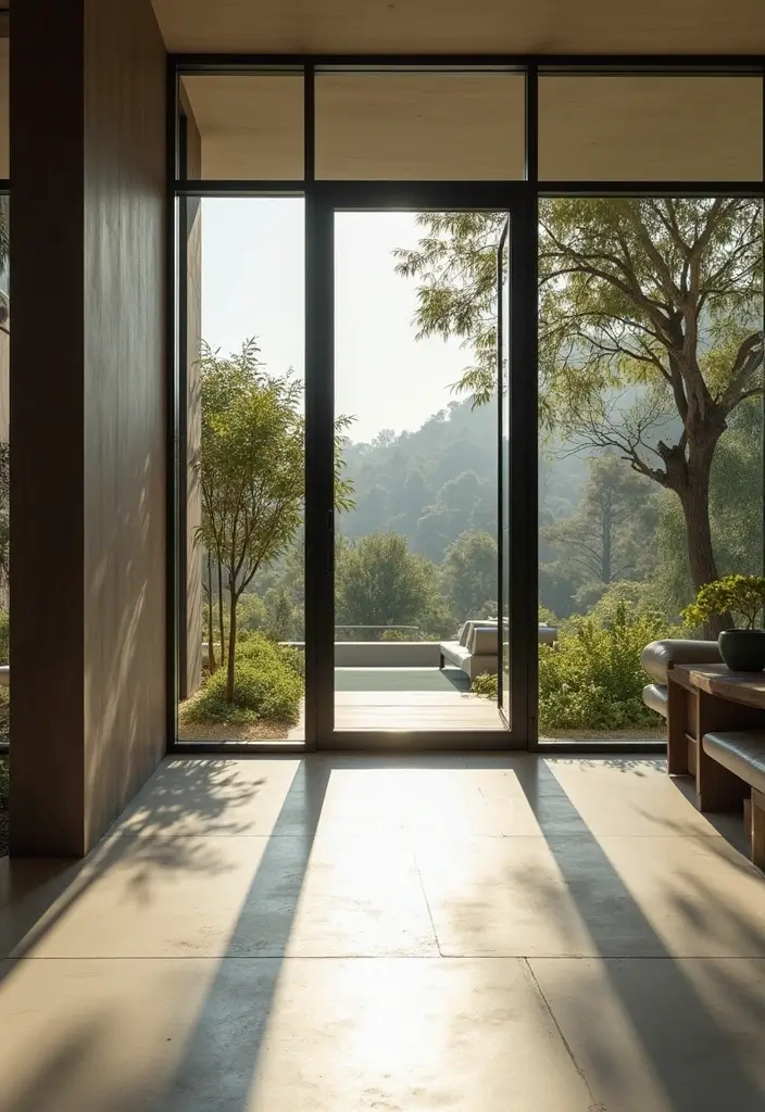 14 Minimalist Main Door Designs That Embrace Simplicity and Style! - 2. Glass Panel Masterpiece
