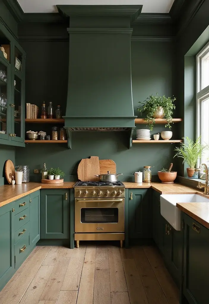 15 Beautiful Kitchen Wall Colors to Embrace Sage Green and Create Calm Vibes! - 11. Deep Olive Green and Sage Green Fusion