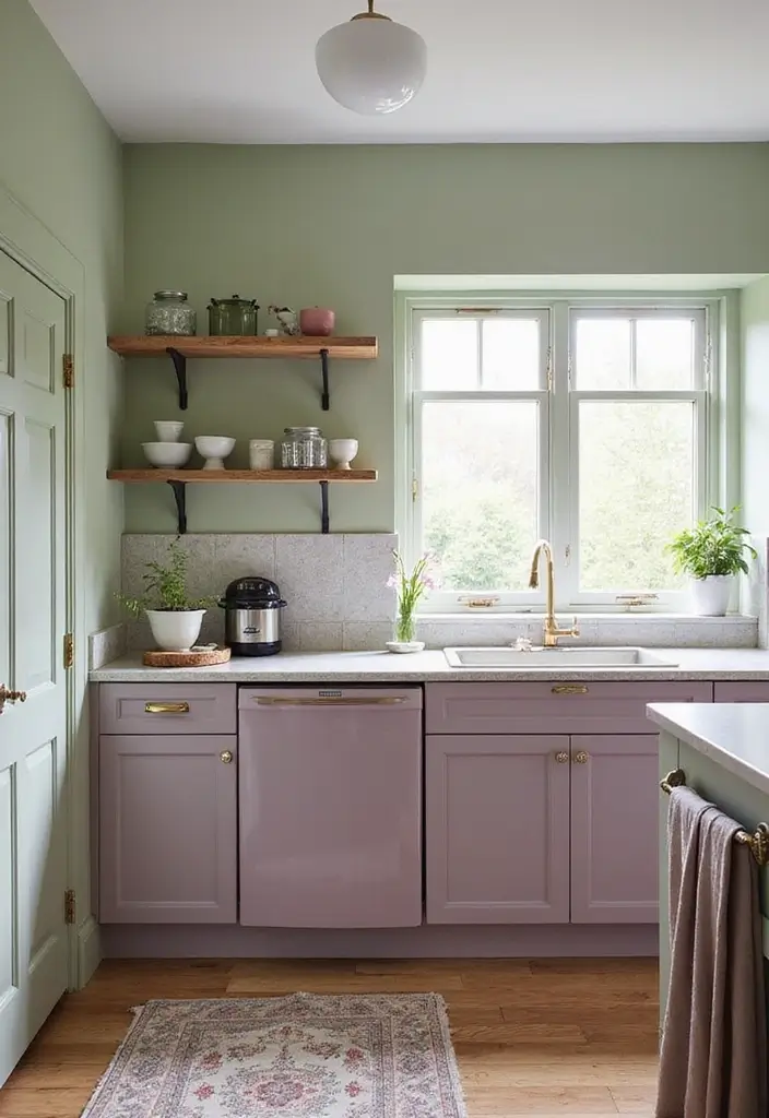 15 Beautiful Kitchen Wall Colors to Embrace Sage Green and Create Calm Vibes! - 12. Light Mauve with Sage Green