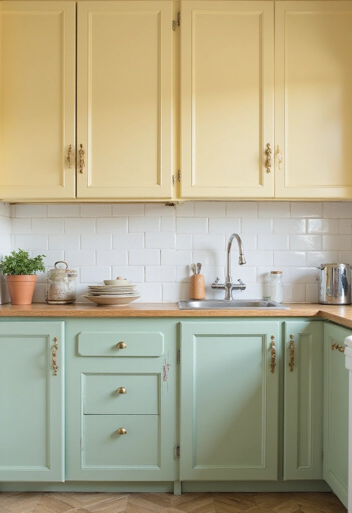 15 Beautiful Kitchen Wall Colors to Embrace Sage Green and Create Calm Vibes! - 7. Light Pastel Yellow and Sage Green