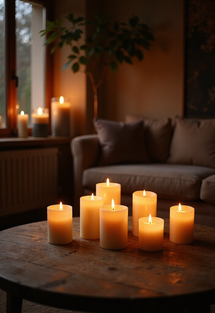 15 Cozy Winter Decor Ideas for Your Living Room That'll Make You Want to Snuggle Up! - 5. Set the Mood with Candles