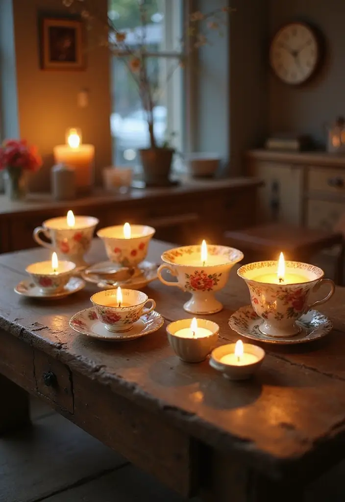 15 Mind-Blowing Upcycled Crafts That Turn Trash into Treasure (You’ll Be Inspired!) - 10. Teacup Candles