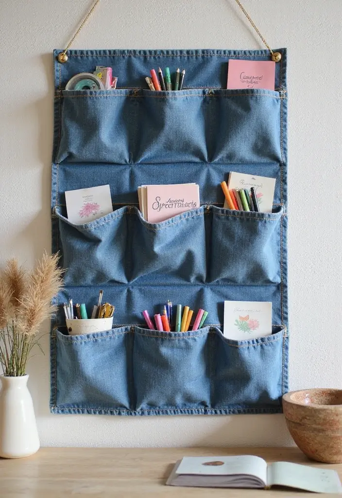 15 Mind-Blowing Upcycled Crafts That Turn Trash into Treasure (You’ll Be Inspired!) - 2. Denim Pocket Organizers