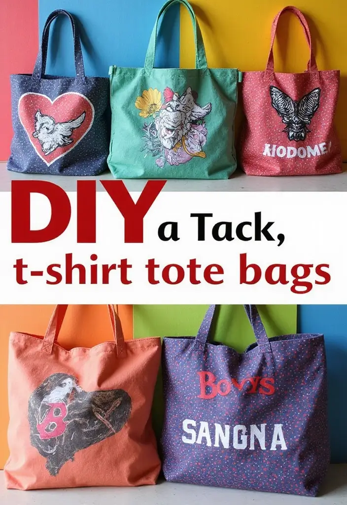 15 Mind-Blowing Upcycled Crafts That Turn Trash into Treasure (You’ll Be Inspired!) - 6. T-shirt Tote Bags