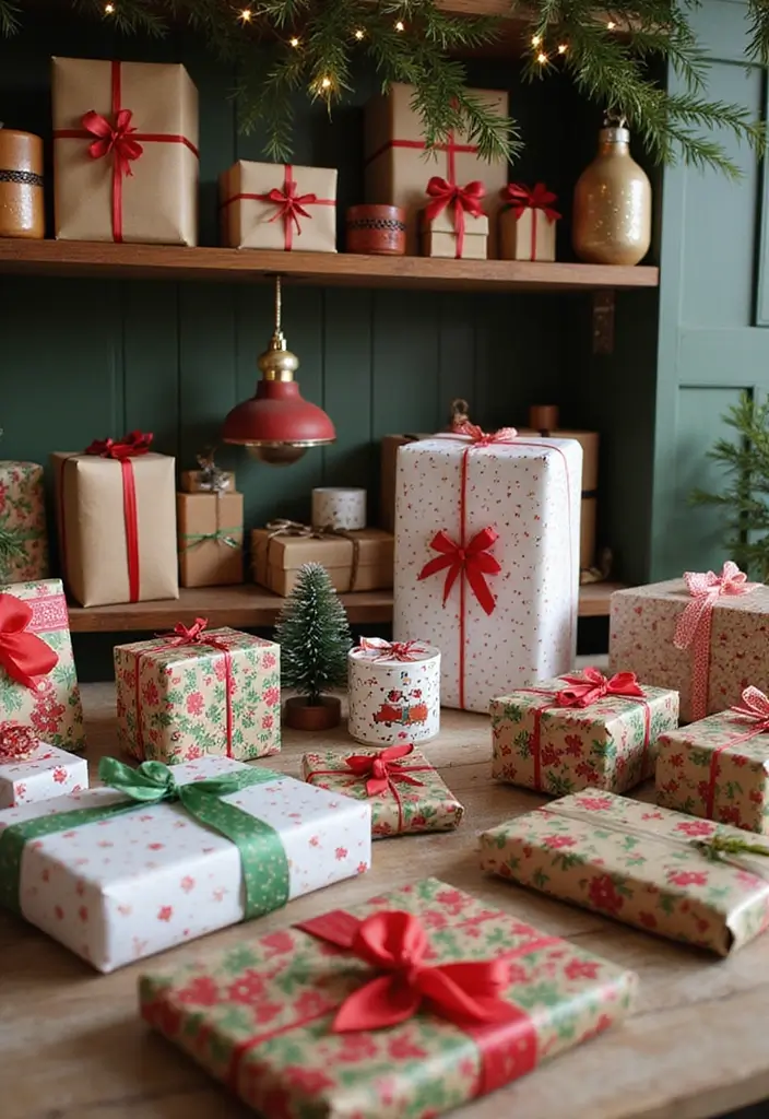 15 Seasonal Decor Ideas That Will Make Your Home the Talk of the Town (Especially #6!) - 13. Holiday Gift Wrapping Station