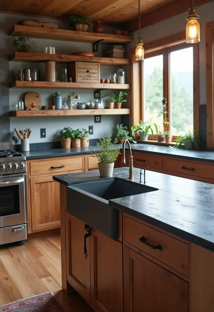 15 Stunning Black Countertops That Will Transform Your Kitchen into a Modern Marvel! - 10. Charcoal Black Stained Wood