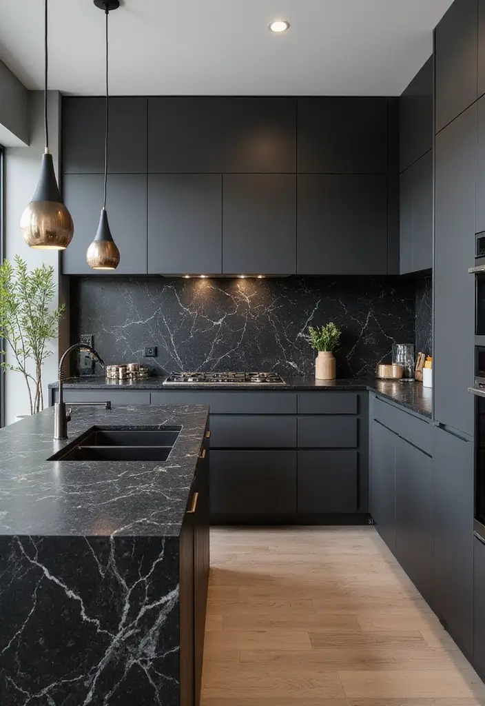 15 Stunning Black Countertops That Will Transform Your Kitchen into a Modern Marvel! - 15. Elegant Black Porcelain