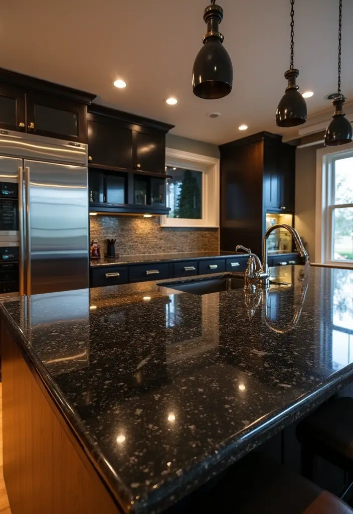 15 Stunning Black Countertops That Will Transform Your Kitchen into a Modern Marvel! - 8. Stunning Black Glass