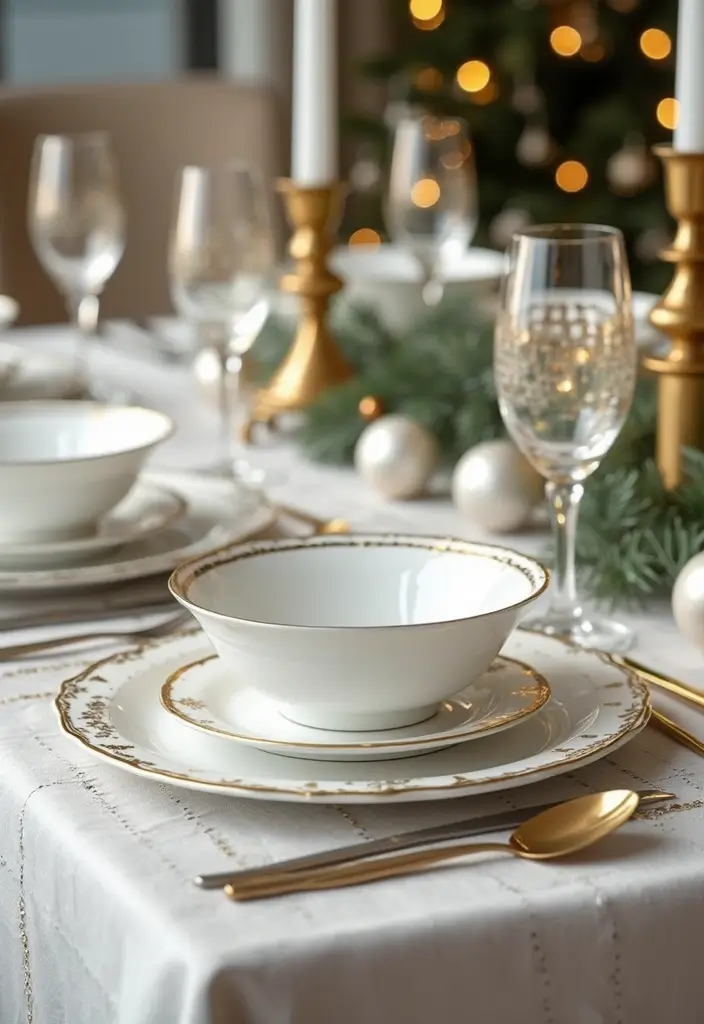 15 Stunning Holiday Tableware Ideas That'll Make Your Guests Say 'Wow!' - 4. Elegant White and Gold Theme