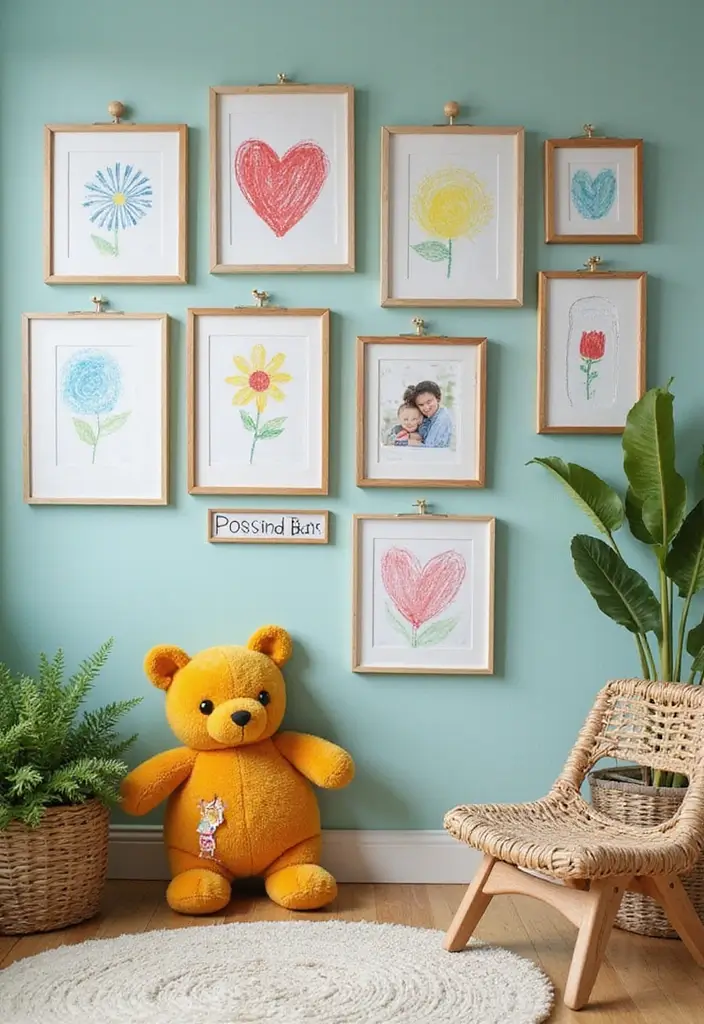 15 Vibrant Dopamine Decor Ideas That Will Light Up Your Kids' Room (And Their Mood!) - 11. Creative Wall Art Gallery