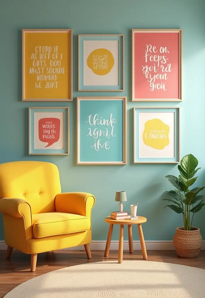 15 Vibrant Dopamine Decor Ideas That Will Light Up Your Kids' Room (And Their Mood!) - 13. Inspirational Quote Art