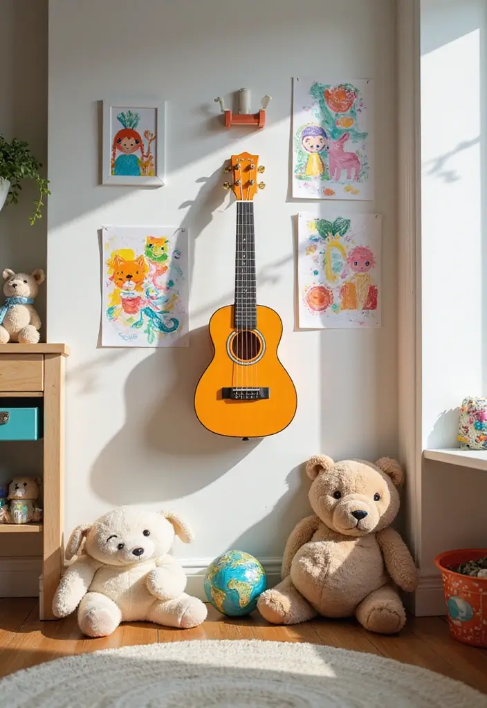 15 Vibrant Dopamine Decor Ideas That Will Light Up Your Kids' Room (And Their Mood!) - 15. Musical Vibes with Instruments