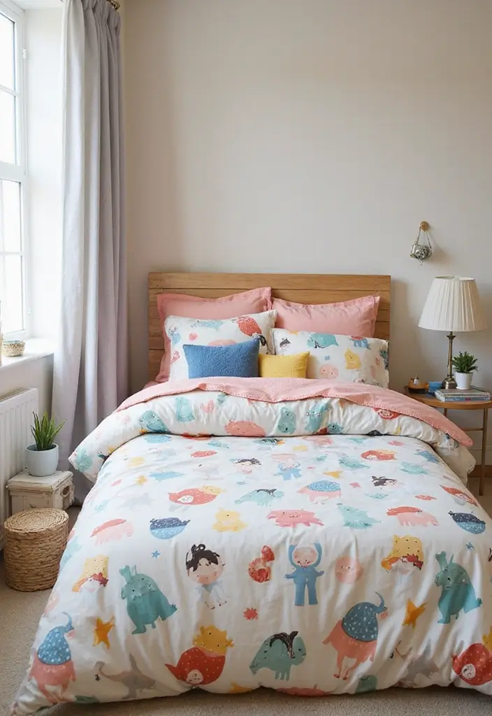 15 Vibrant Dopamine Decor Ideas That Will Light Up Your Kids' Room (And Their Mood!) - 2. Playful Bedding Sets
