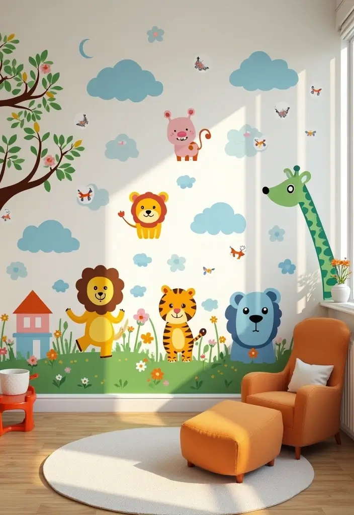 15 Vibrant Dopamine Decor Ideas That Will Light Up Your Kids' Room (And Their Mood!) - 4. Interactive Wall Decals