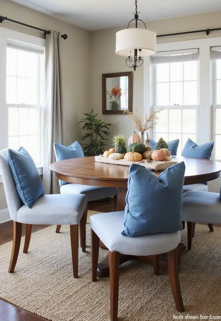 16 Blue Fall Family Table Decor Ideas That Will Make Your Dinners Unforgettable! - 10. Blue Accent Pillows