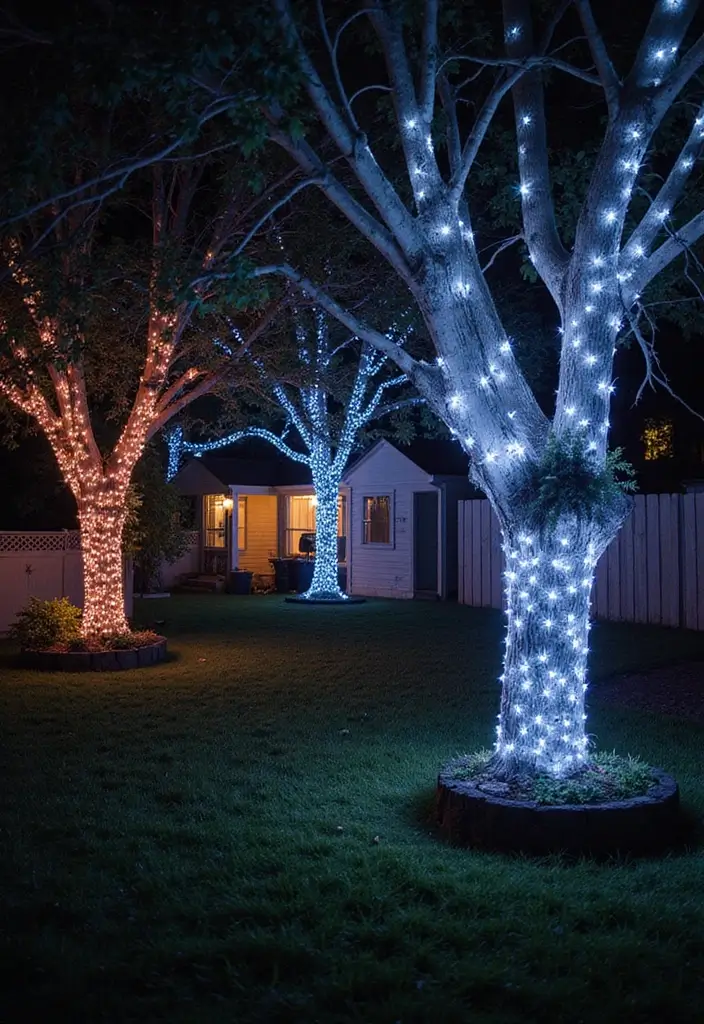 16 Halloween Atmosphere Outdoor Lighting Ideas to Create the Ultimate Spooky Vibe! - 13. Haunted Tree Lights