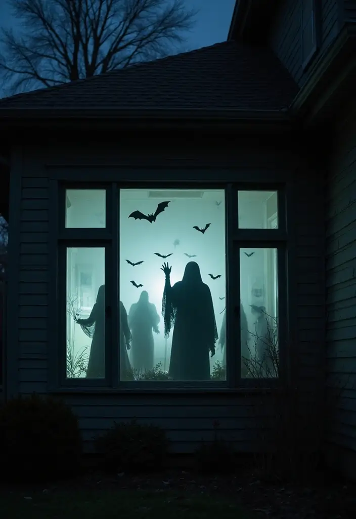 16 Halloween Atmosphere Outdoor Lighting Ideas to Create the Ultimate Spooky Vibe! - 5. Ghostly Silhouettes