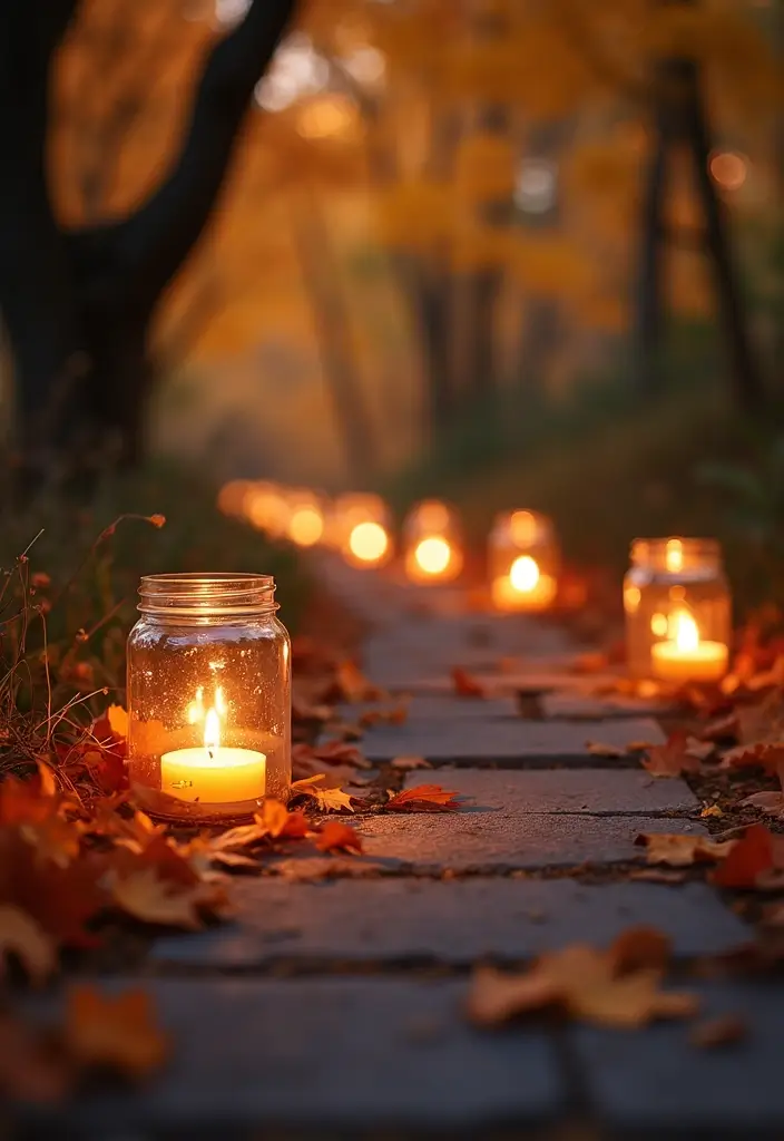 16 Halloween Atmosphere Outdoor Lighting Ideas to Create the Ultimate Spooky Vibe! - 8. Candlelit Pathway