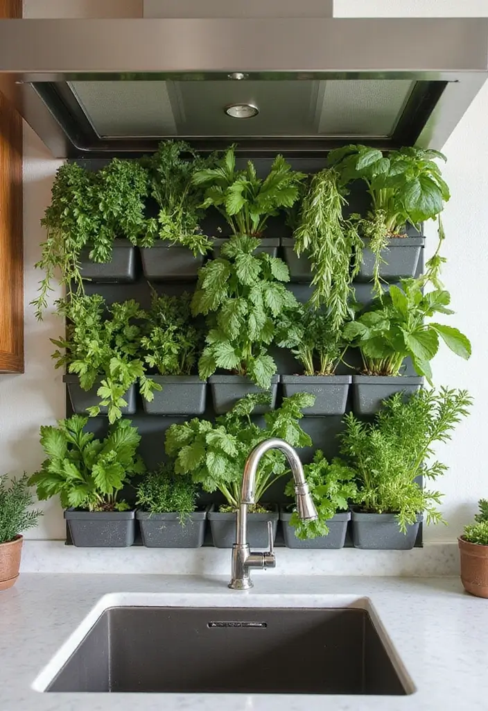 16 Natural Kitchen Backsplash Ideas That Bring the Outdoors In! - 14. Vertical Garden Backsplash