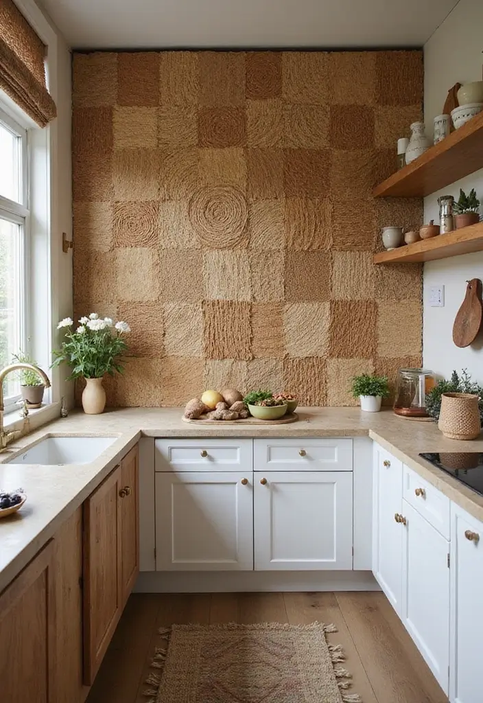 16 Natural Kitchen Backsplash Ideas That Bring the Outdoors In! - 16. Woven Grass Panels