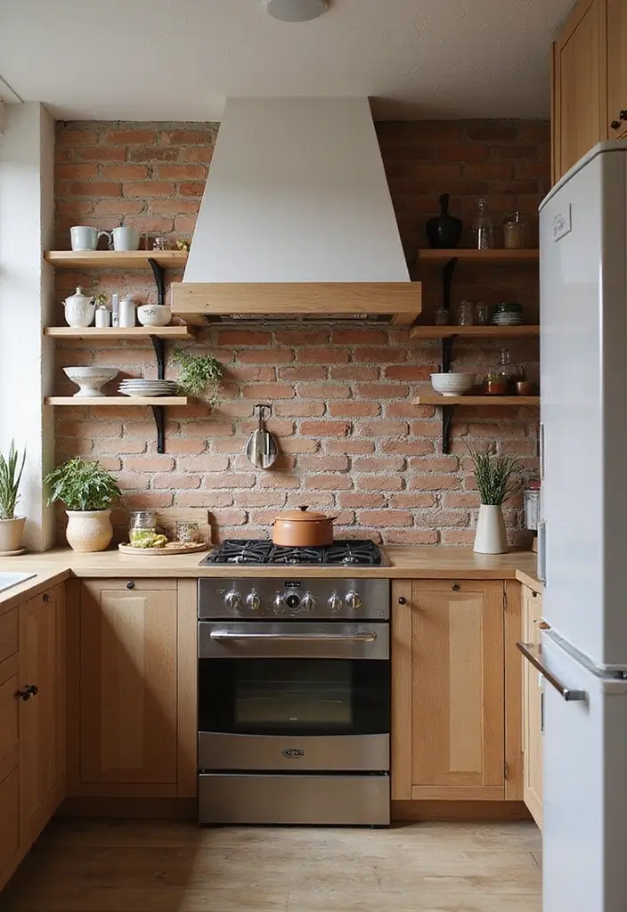 16 Natural Kitchen Backsplash Ideas That Bring the Outdoors In! - 7. Exposed Brick