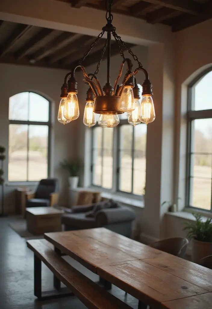 17 Contemporary Chandeliers for High Ceilings That Redefine Dining Spaces! - 4. Industrial Chic