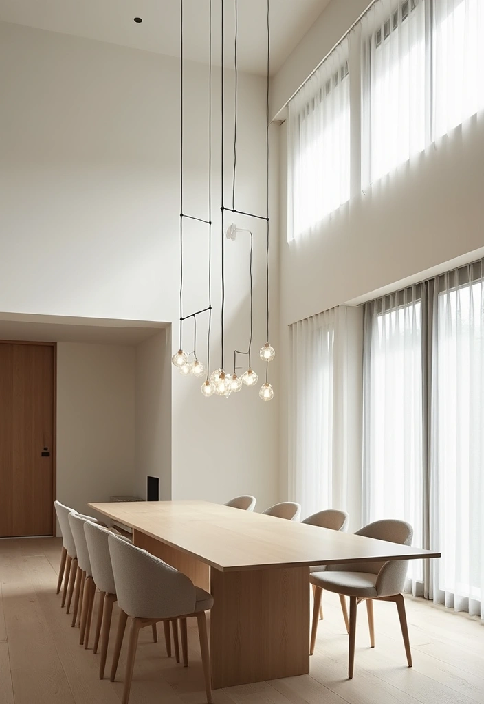 17 Contemporary Chandeliers for High Ceilings That Redefine Dining Spaces! - 9. Minimalist Marvels