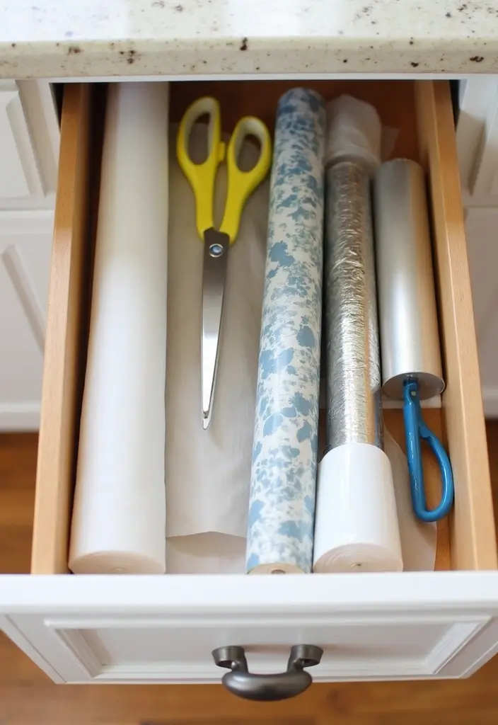 17 DIY Organization Hacks That Will Declutter Your Home in No Time! - 14. Kitchen Wrap Dispensers