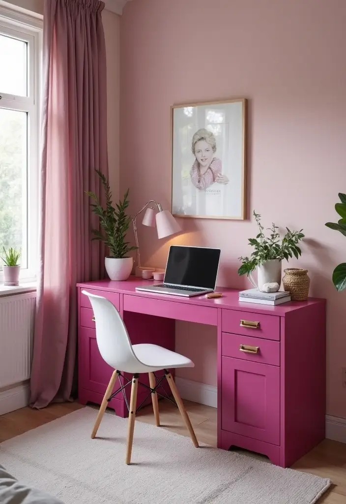 18 Furniture Pieces to Elevate Your Fuchsia Bedroom (You’ll Love #10!) - 12. Fuchsia Desk