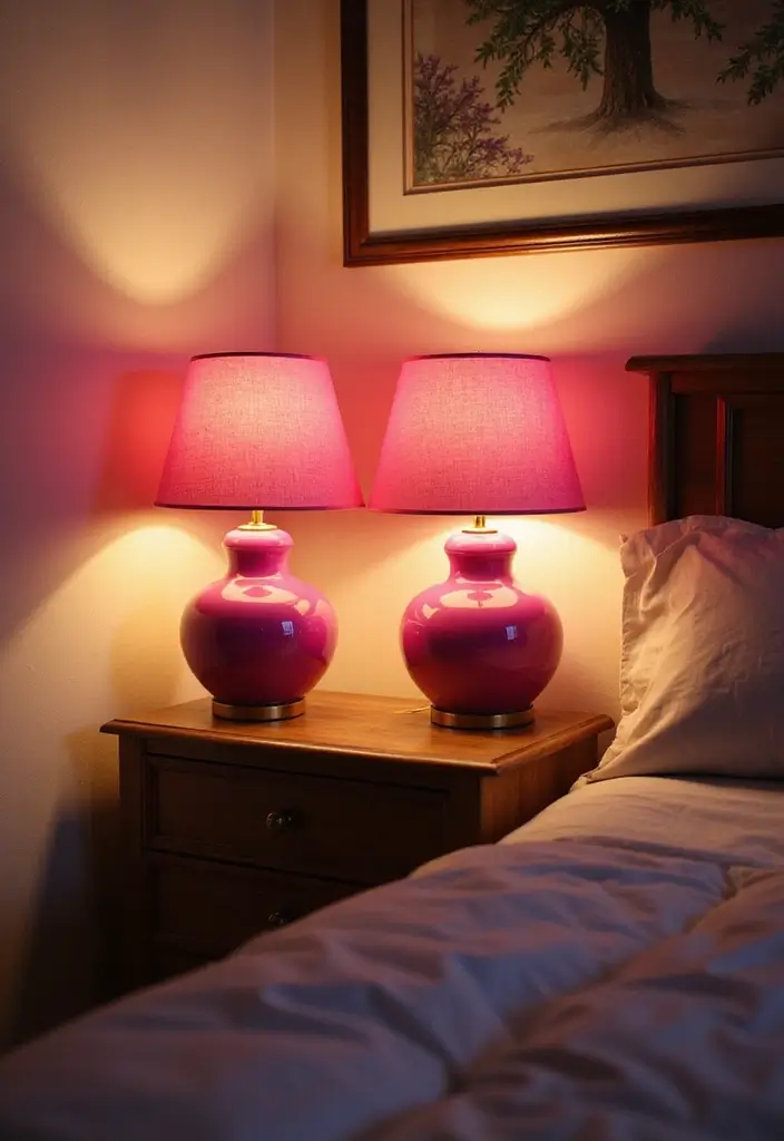 18 Furniture Pieces to Elevate Your Fuchsia Bedroom (You’ll Love #10!) - 13. Fuchsia Bedside Lamps