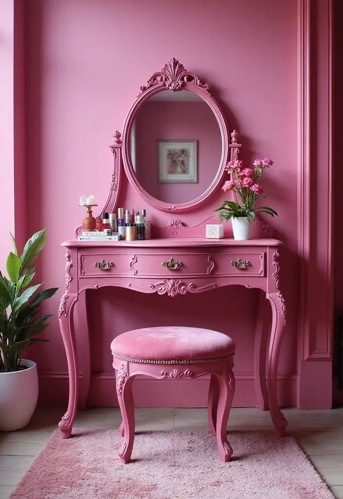 18 Furniture Pieces to Elevate Your Fuchsia Bedroom (You’ll Love #10!) - 15. Fuchsia Dressing Table