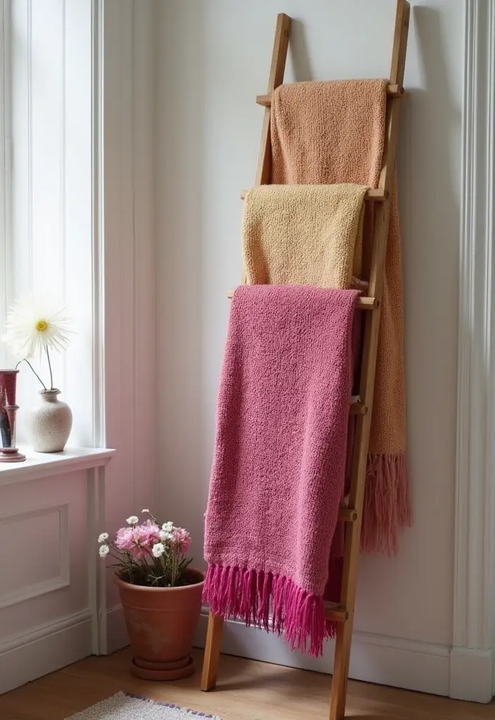 18 Furniture Pieces to Elevate Your Fuchsia Bedroom (You’ll Love #10!) - 17. Fuchsia Blanket Ladder