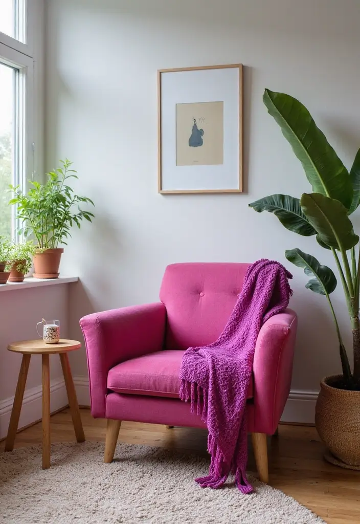 18 Furniture Pieces to Elevate Your Fuchsia Bedroom (You’ll Love #10!) - 2. Chic Fuchsia Armchair