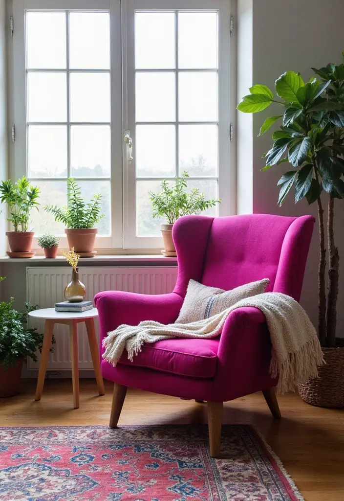 18 Furniture Pieces to Elevate Your Fuchsia Bedroom (You’ll Love #10!) - 4. Fuchsia Accent Chair