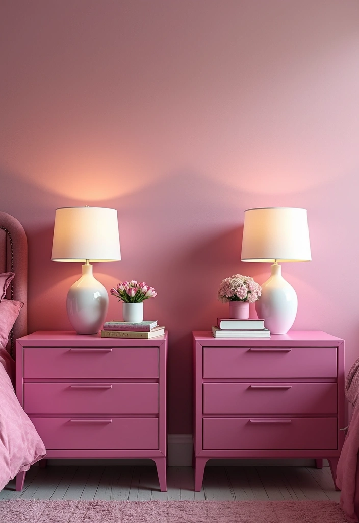 18 Furniture Pieces to Elevate Your Fuchsia Bedroom (You’ll Love #10!) - 5. Fuchsia Nightstands
